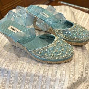 French Light Blue Steve Madden Wedges